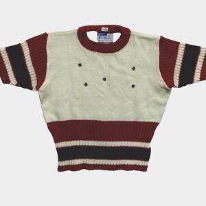 Vintage Dehen Sweater Kids Medium Beige Short Sleeve Pullover Knit Acrylic